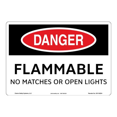 Danger/Flammable Sign (OS1102DH-)|Flexible Polyester 10" X 14" Self Adhesive |OSHA Signs|Sign for Chemical/Fuel Storage Facility